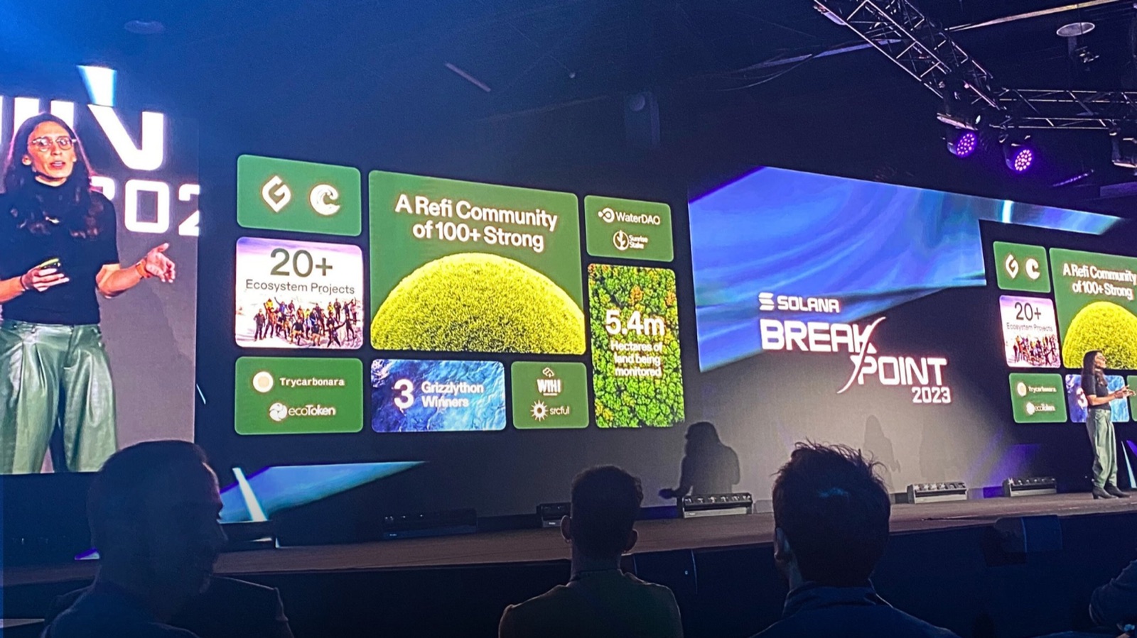 Amira Villani presenting Solana ReFi at Breakpoint 2023